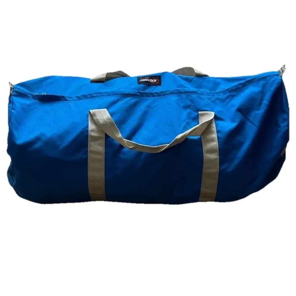 Vintage 80s Eastpak Blue Canvas Duffel Bag XXL Carry On Gym Travel Weekender